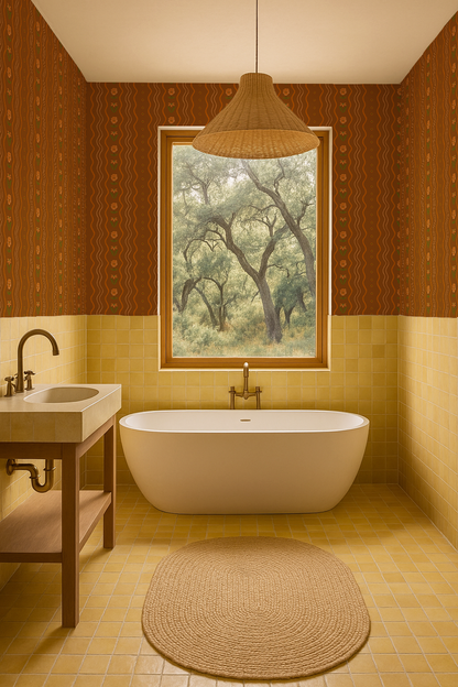 Posy Lane Stripe Wallpaper, golden brown and orange - Tampa Home & Garden Store