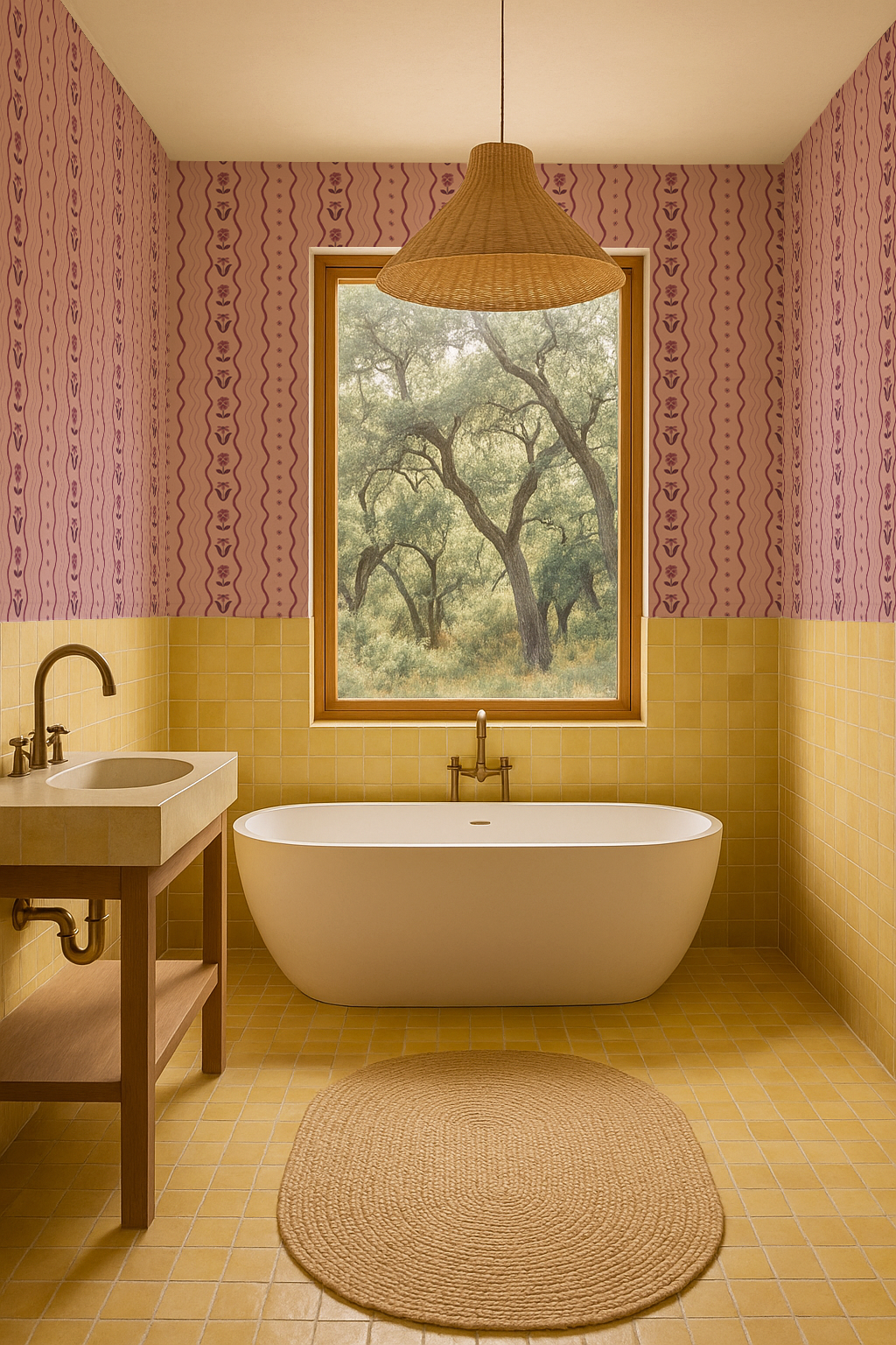 Posy Lane Stripe Wallpaper, lilac and plum - Tampa Home & Garden Store