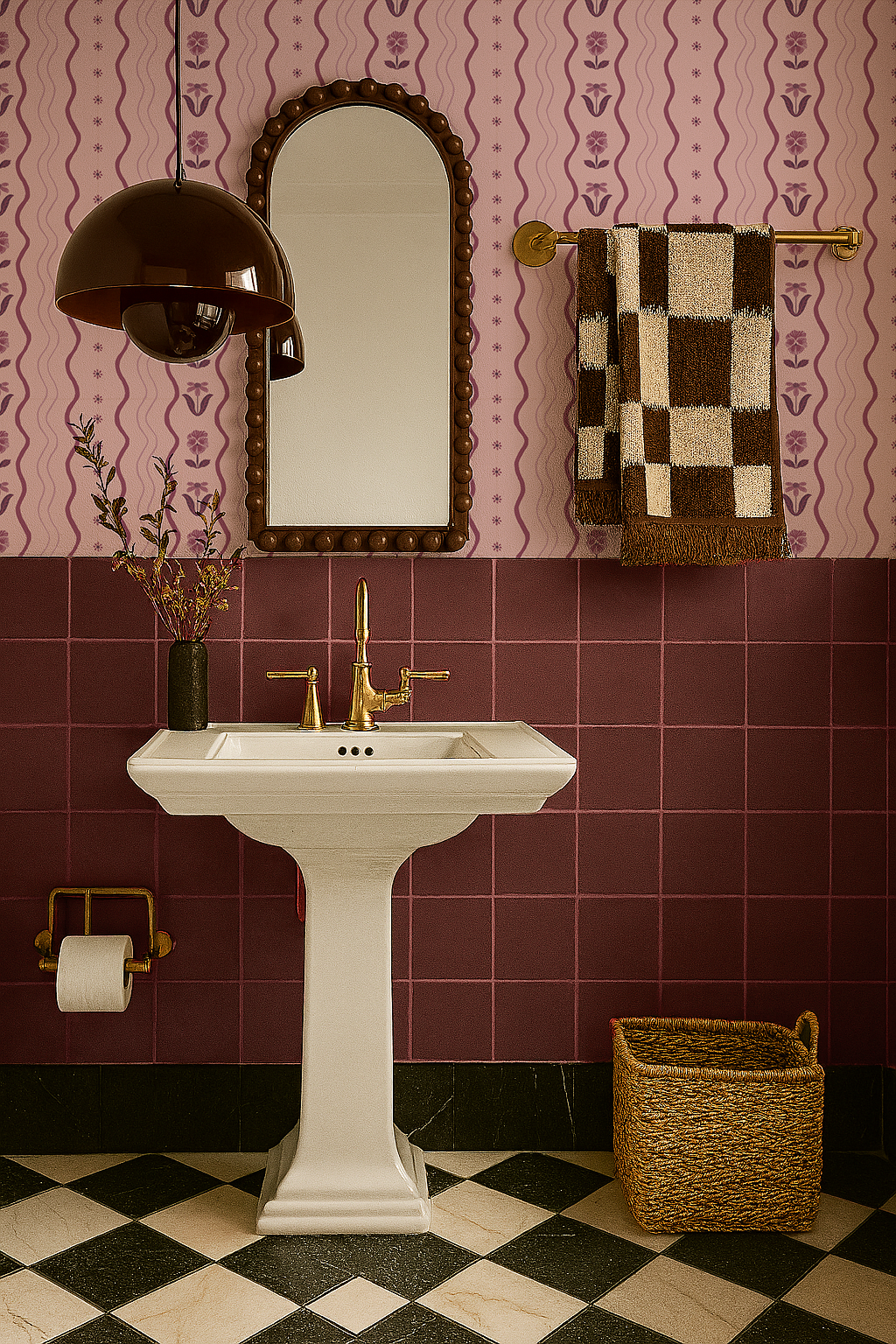 Posy Lane Stripe Wallpaper, lilac and plum - Tampa Home & Garden Store