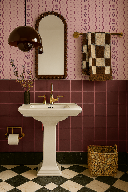 Posy Lane Stripe Wallpaper, lilac and plum - Tampa Home & Garden Store
