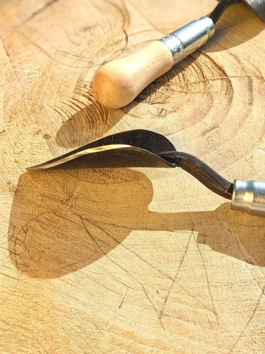 Potting trowel hand forged garden tool by Homestead Iron with wooden handle on Tampa Home & Garden Store
