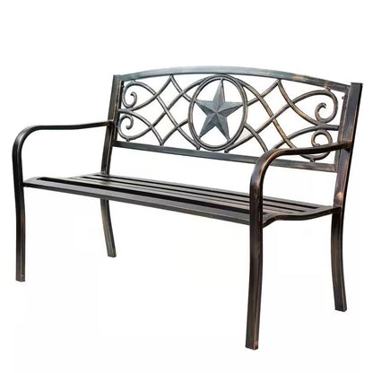 Powder Coated Steel 4-ft. Outdoor Patio Garden Bench in Bronze Metal Finish - Tampa Home & Garden Store