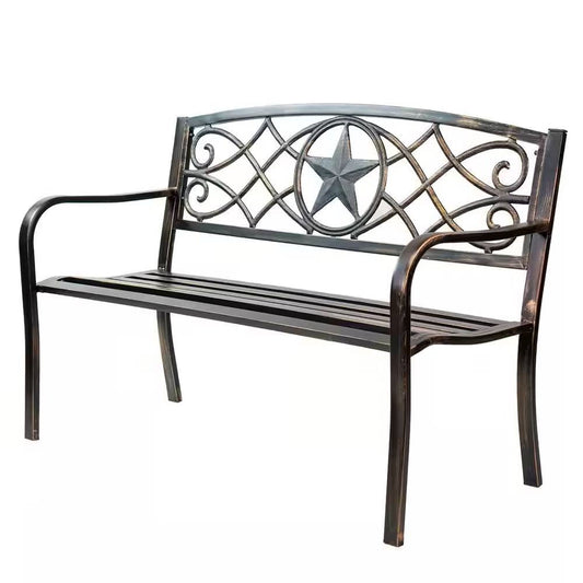 Powder Coated Steel 4-ft. Outdoor Patio Garden Bench in Bronze Metal Finish - Tampa Home & Garden Store