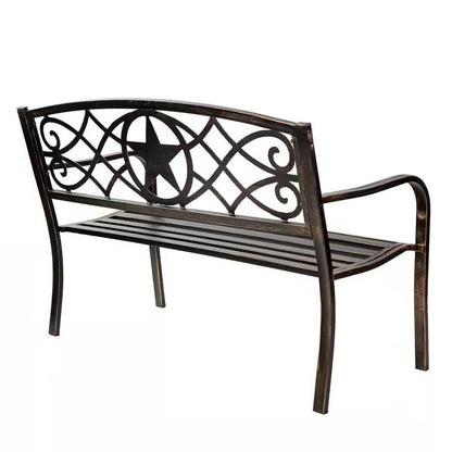 Powder Coated Steel 4-ft. Outdoor Patio Garden Bench in Bronze Metal Finish - Tampa Home & Garden Store