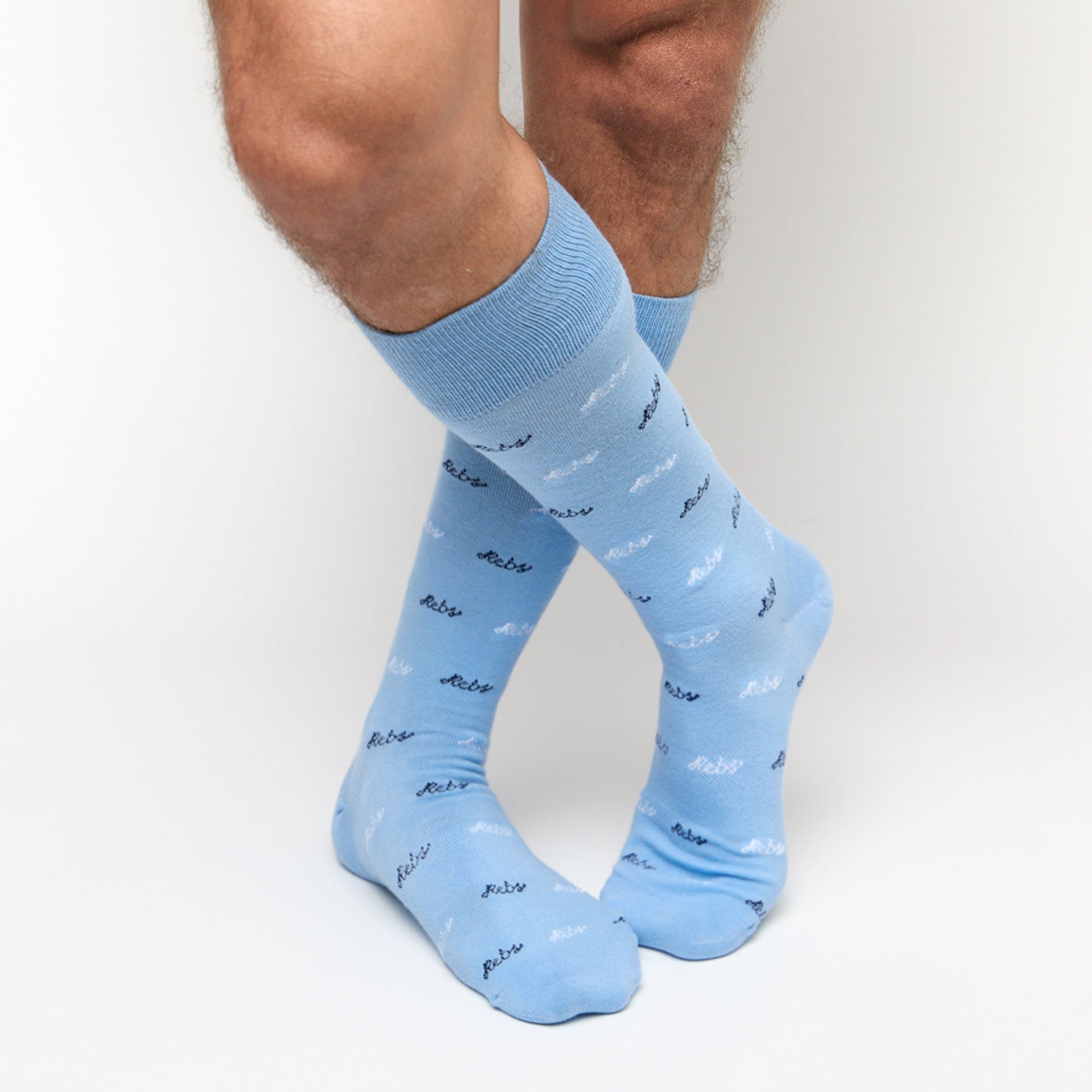 Ole Miss Rebel 4-Pack licensed college socks in light blue with script pattern on Tampa Home & Garden Store