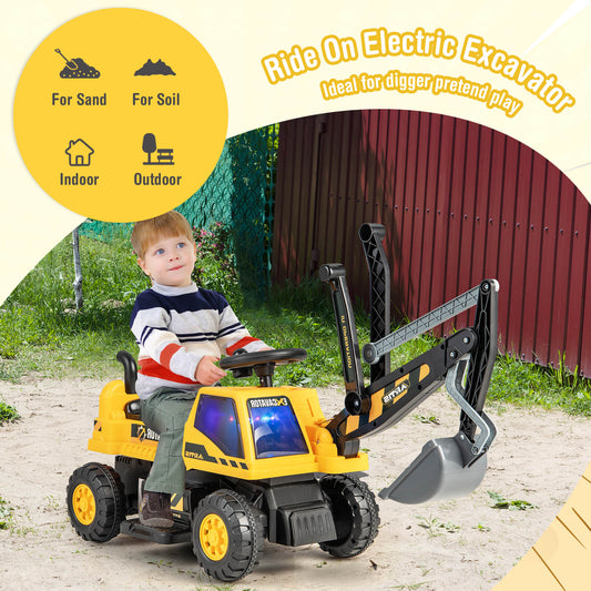 Kids ASTM Certificated Powered Ride On Bulldozer with Front Digger Shovel-Yellow - Tampa Home & Garden Store