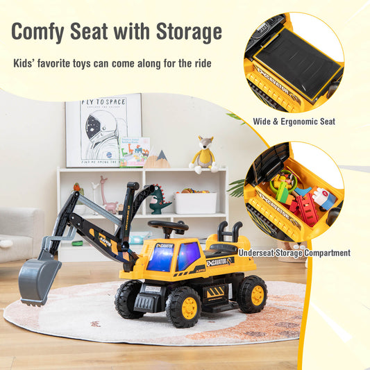 Kids ASTM Certificated Powered Ride On Bulldozer with Front Digger Shovel-Yellow - Tampa Home & Garden Store