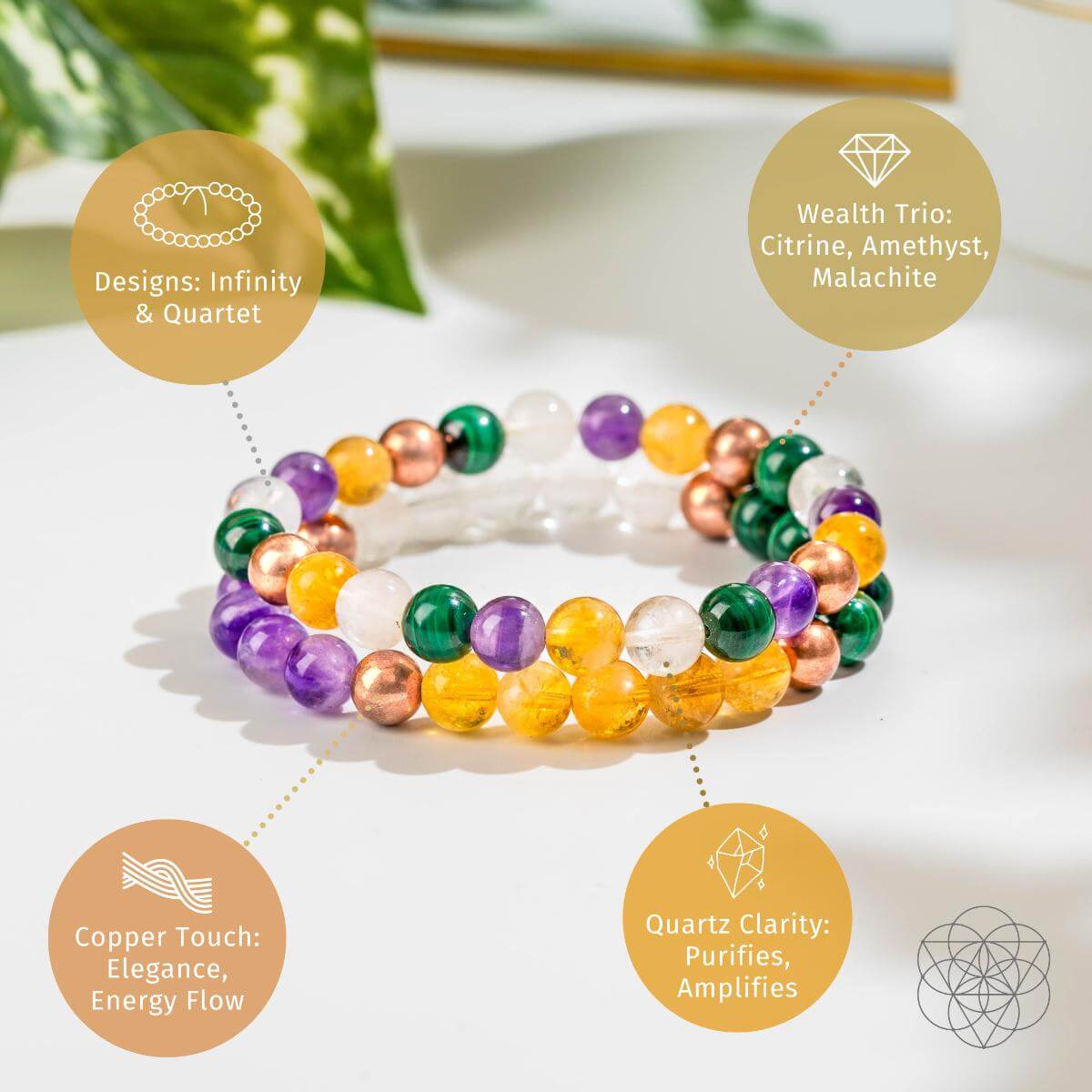Powerhouse of Wealth Manifestation - Crystal Quartet Bracelet Set - Tampa Home & Garden Store