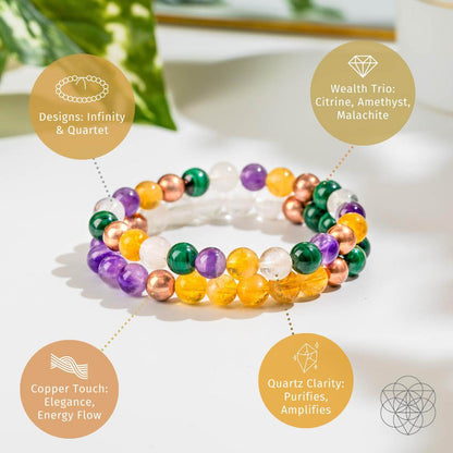 Powerhouse of Wealth Manifestation - Crystal Quartet Bracelet Set - Tampa Home & Garden Store