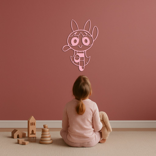 Powerpuff Girl Bunny Style Pink Metal Wall Art – Modern Cartoon Décor - KAFGP177 - Tampa Home & Garden Store