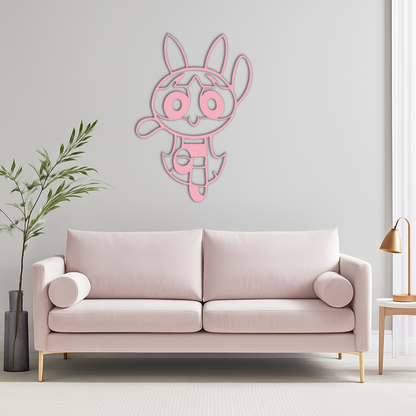 Powerpuff Girl Bunny Style Pink Metal Wall Art – Modern Cartoon Décor - KAFGP177 - Tampa Home & Garden Store