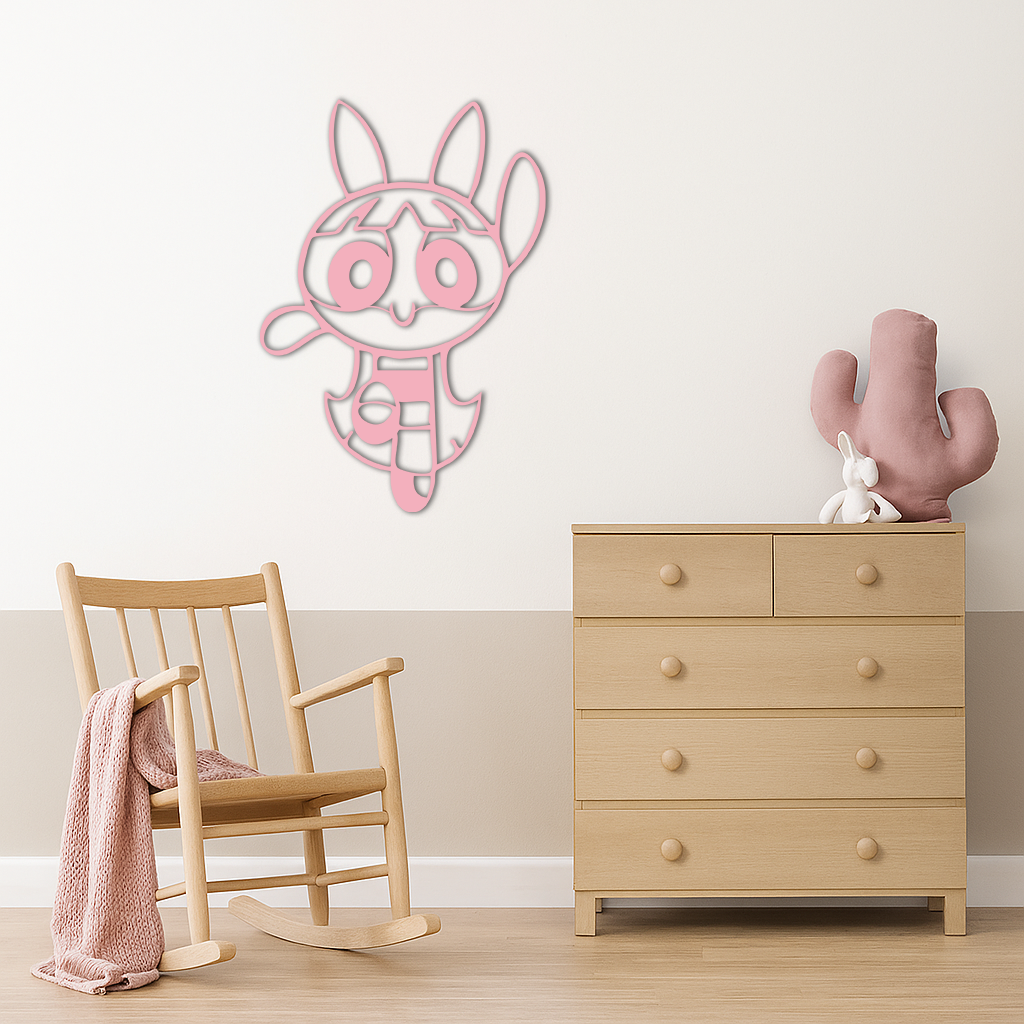 Powerpuff Girl Bunny Style Pink Metal Wall Art – Modern Cartoon Décor - KAFGP177 - Tampa Home & Garden Store