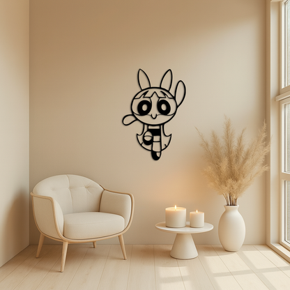 Powerpuff Girl Bunny Style Pink Metal Wall Art – Modern Cartoon Décor - KAFGP177 - Tampa Home & Garden Store