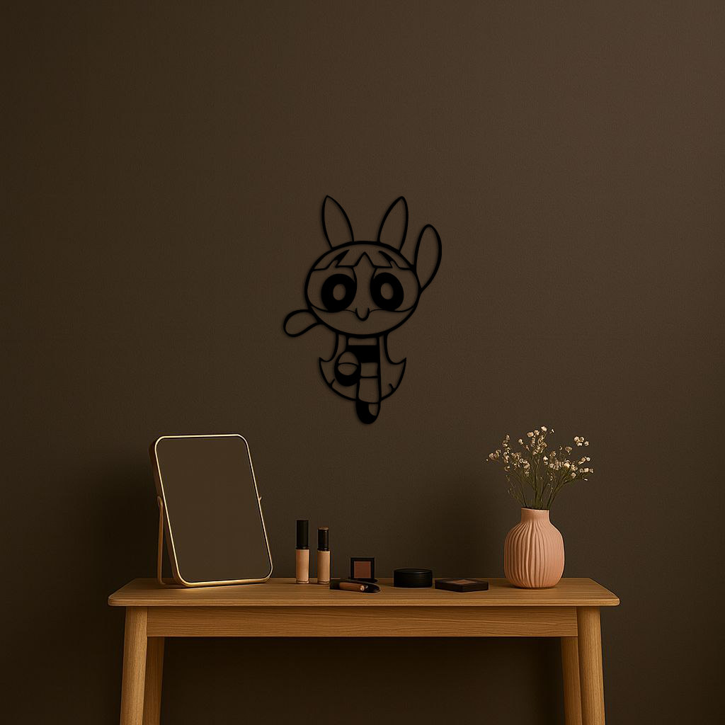 Powerpuff Girl Bunny Style Pink Metal Wall Art – Modern Cartoon Décor - KAFGP177 - Tampa Home & Garden Store