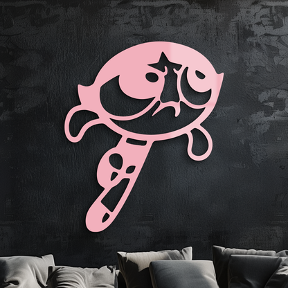 Powerpuff Girl Silhouette Modern Wall Art – Pink Metal Home Décor - KAFGP171 - Tampa Home & Garden Store