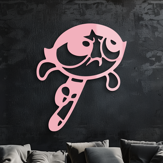 Powerpuff Girl Silhouette Modern Wall Art – Pink Metal Home Décor - KAFGP171 - Tampa Home & Garden Store