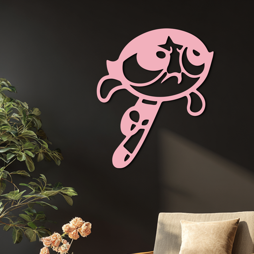 Powerpuff Girl Silhouette Modern Wall Art – Pink Metal Home Décor - KAFGP171 - Tampa Home & Garden Store