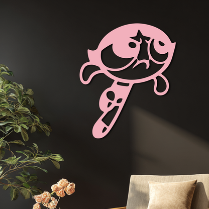 Powerpuff Girl Silhouette Modern Wall Art – Pink Metal Home Décor - KAFGP171 - Tampa Home & Garden Store