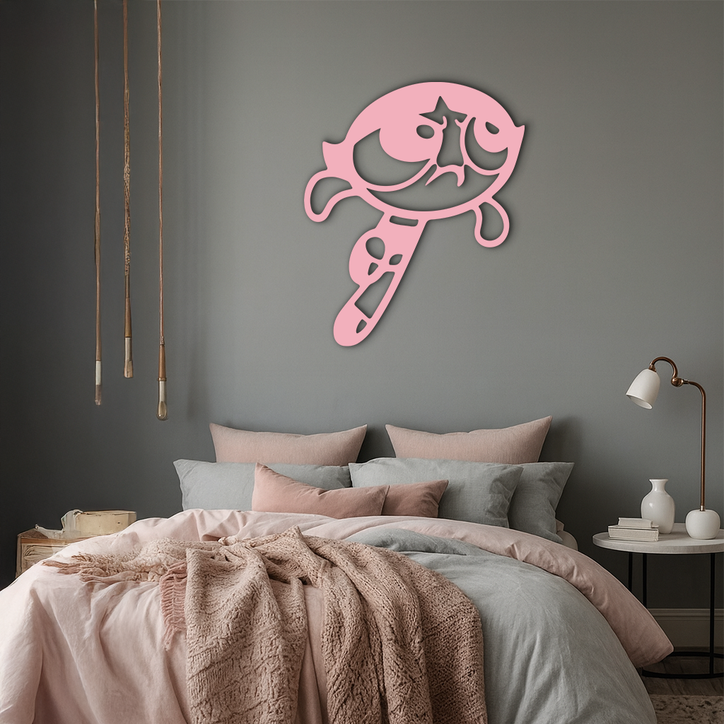 Powerpuff Girl Silhouette Modern Wall Art – Pink Metal Home Décor - KAFGP171 - Tampa Home & Garden Store
