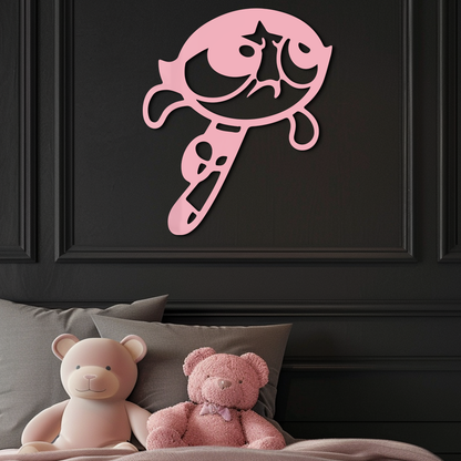Powerpuff Girl Silhouette Modern Wall Art – Pink Metal Home Décor - KAFGP171 - Tampa Home & Garden Store