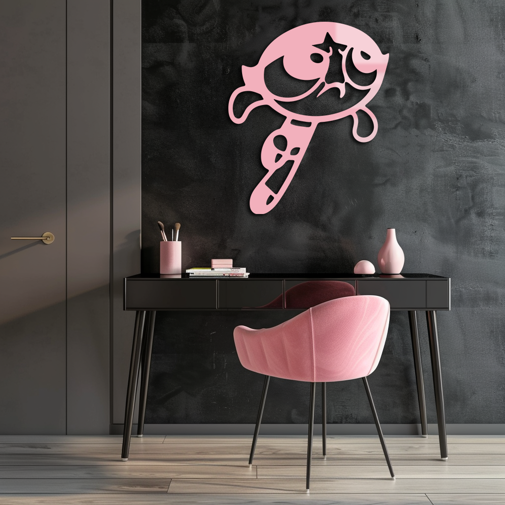 Powerpuff Girl Silhouette Modern Wall Art – Pink Metal Home Décor - KAFGP171 - Tampa Home & Garden Store