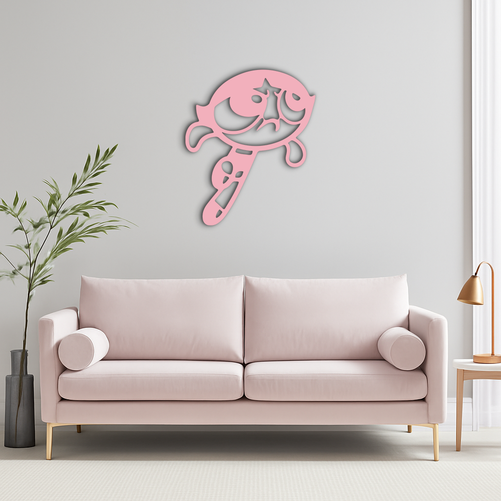 Powerpuff Girl Silhouette Modern Wall Art – Pink Metal Home Décor - KAFGP171 - Tampa Home & Garden Store
