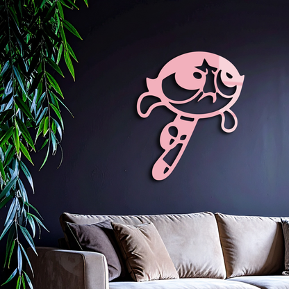 Powerpuff Girl Silhouette Modern Wall Art – Pink Metal Home Décor - KAFGP171 - Tampa Home & Garden Store