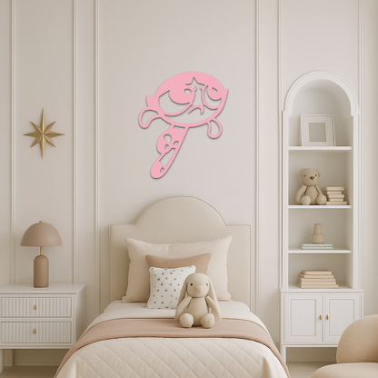 Powerpuff Girl Silhouette Modern Wall Art – Pink Metal Home Décor - KAFGP171 - Tampa Home & Garden Store