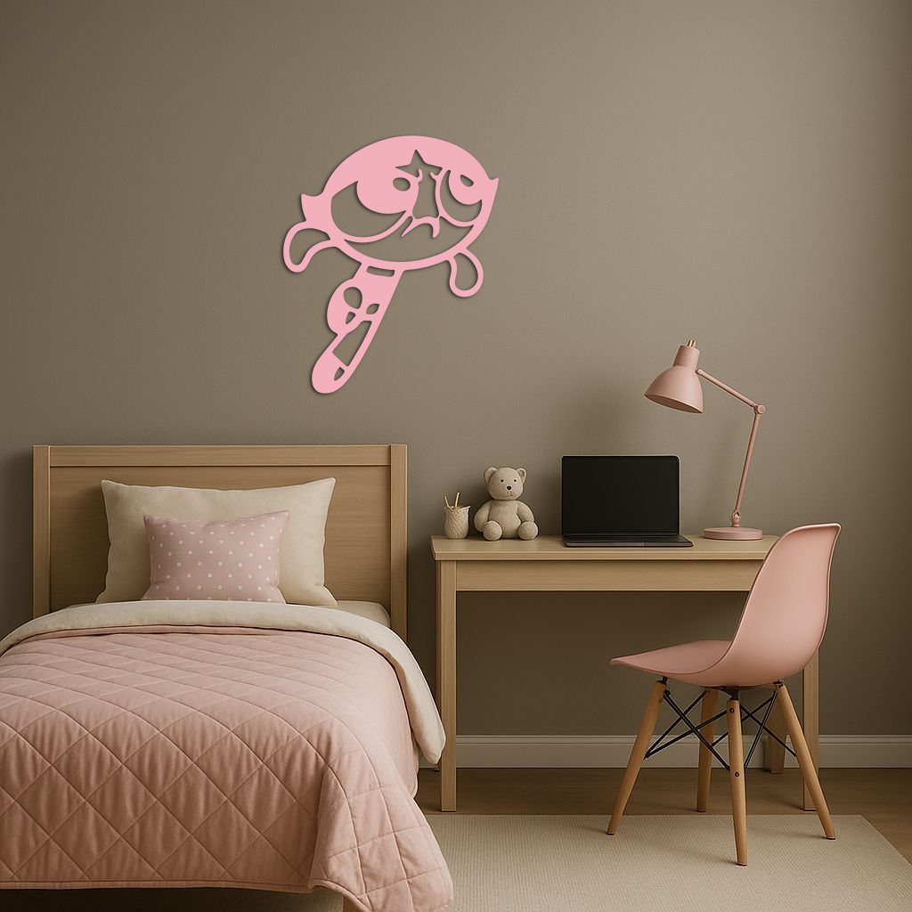 Powerpuff Girl Silhouette Modern Wall Art – Pink Metal Home Décor - KAFGP171 - Tampa Home & Garden Store