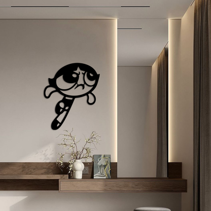 Powerpuff Girl Silhouette Modern Wall Art – Pink Metal Home Décor - KAFGP171 - Tampa Home & Garden Store