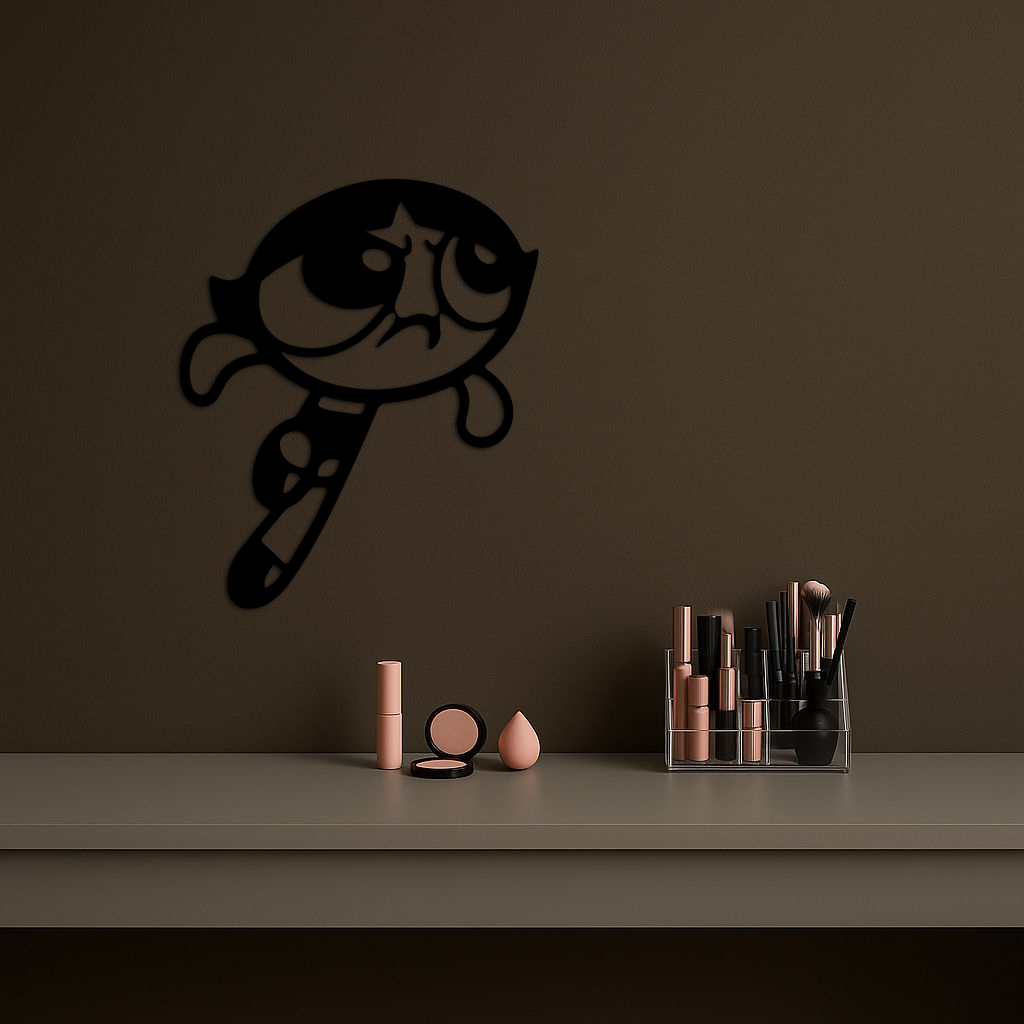 Powerpuff Girl Silhouette Modern Wall Art – Pink Metal Home Décor - KAFGP171 - Tampa Home & Garden Store