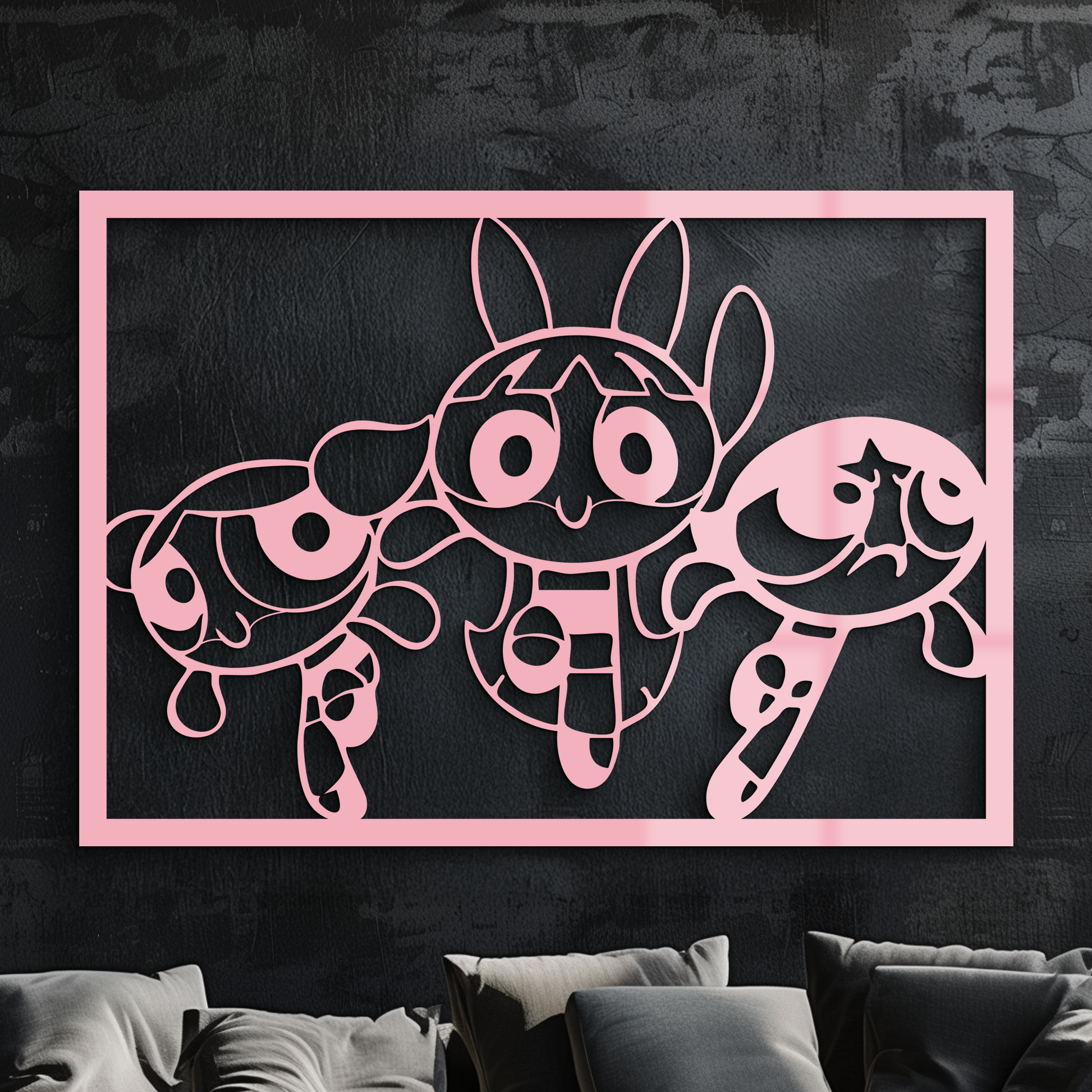 Powerpuff Girls Trio Silhouette – Pink Metal Wall Art - KAFGP179 - Tampa Home & Garden Store