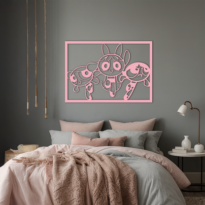 Powerpuff Girls Trio Silhouette – Pink Metal Wall Art - KAFGP179 - Tampa Home & Garden Store