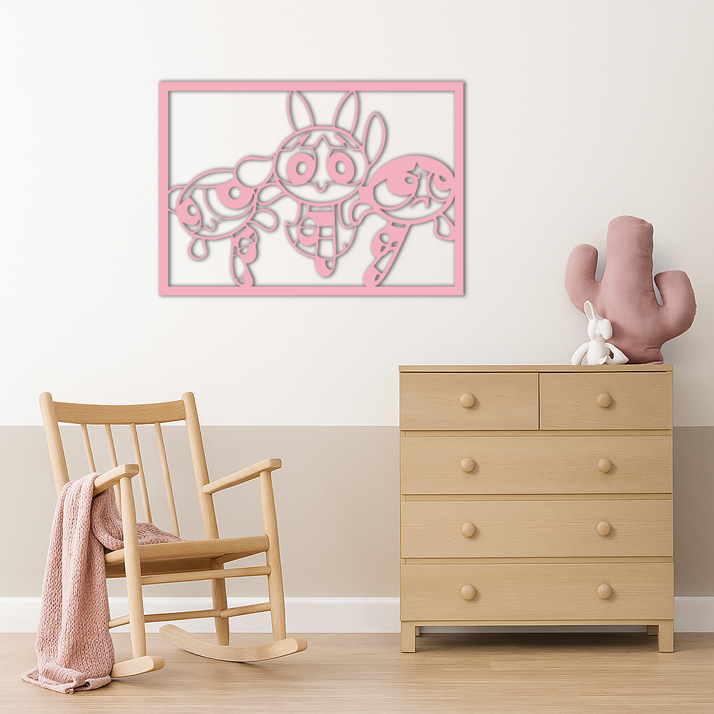 Powerpuff Girls Trio Silhouette – Pink Metal Wall Art - KAFGP179 - Tampa Home & Garden Store