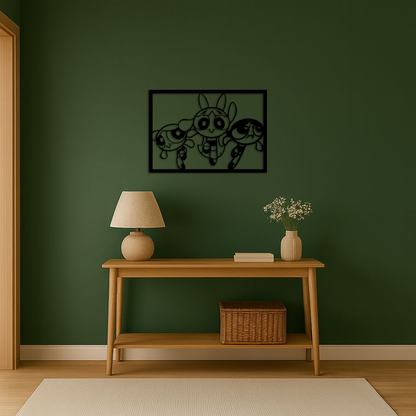 Powerpuff Girls Trio Silhouette – Pink Metal Wall Art - KAFGP179 - Tampa Home & Garden Store