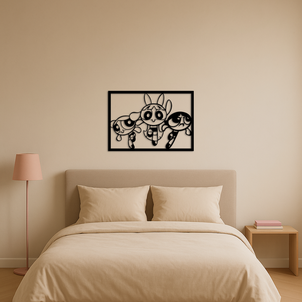 Powerpuff Girls Trio Silhouette – Pink Metal Wall Art - KAFGP179 - Tampa Home & Garden Store