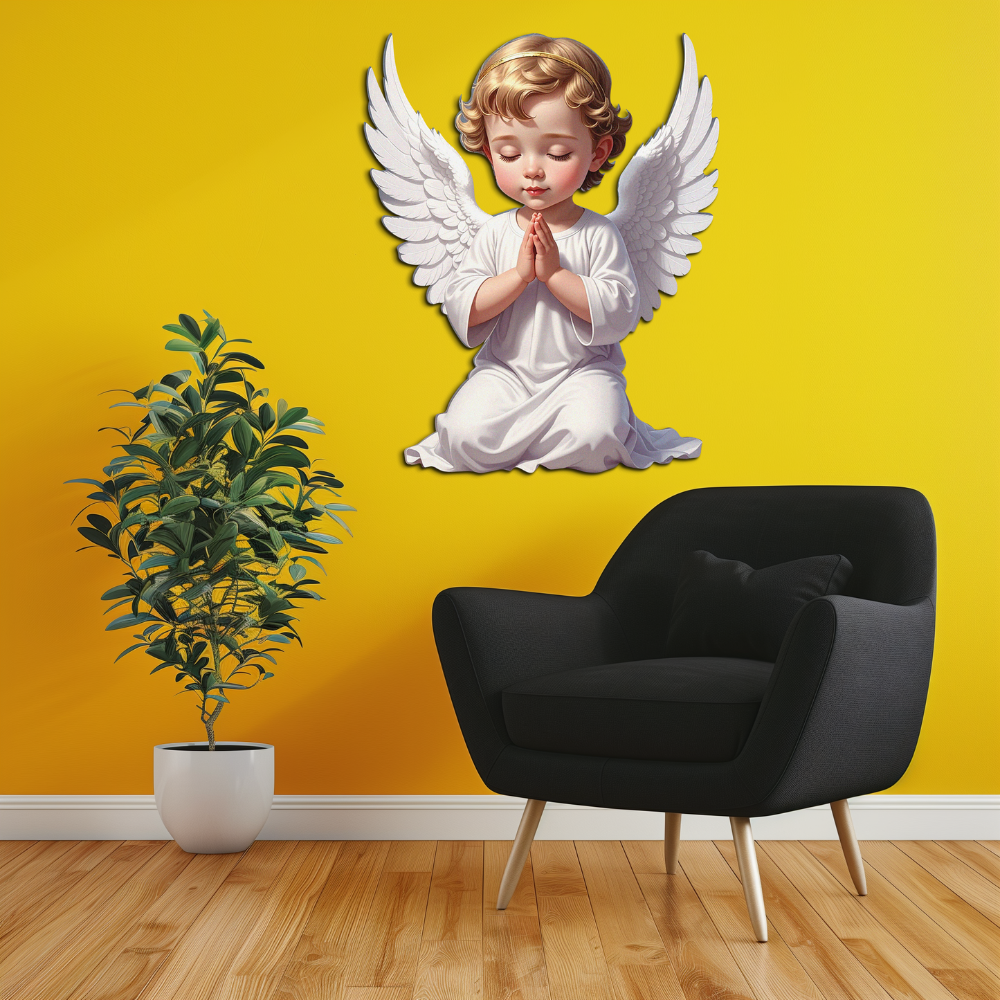 Praying Baby Angel Metal Wall Art – Religious Nursery Decor-KAFUVM020 - Tampa Home & Garden Store