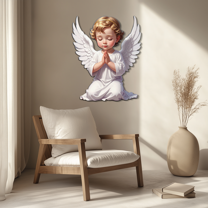 Praying Baby Angel Metal Wall Art – Religious Nursery Decor-KAFUVM020 - Tampa Home & Garden Store