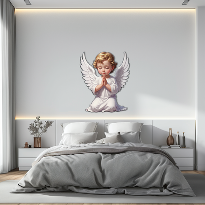 Praying Baby Angel Metal Wall Art – Religious Nursery Decor-KAFUVM020 - Tampa Home & Garden Store