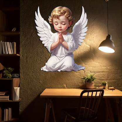 Praying Baby Angel Metal Wall Art – Religious Nursery Decor-KAFUVM020 - Tampa Home & Garden Store