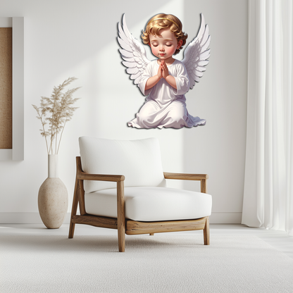 Praying Baby Angel Metal Wall Art – Religious Nursery Decor-KAFUVM020 - Tampa Home & Garden Store