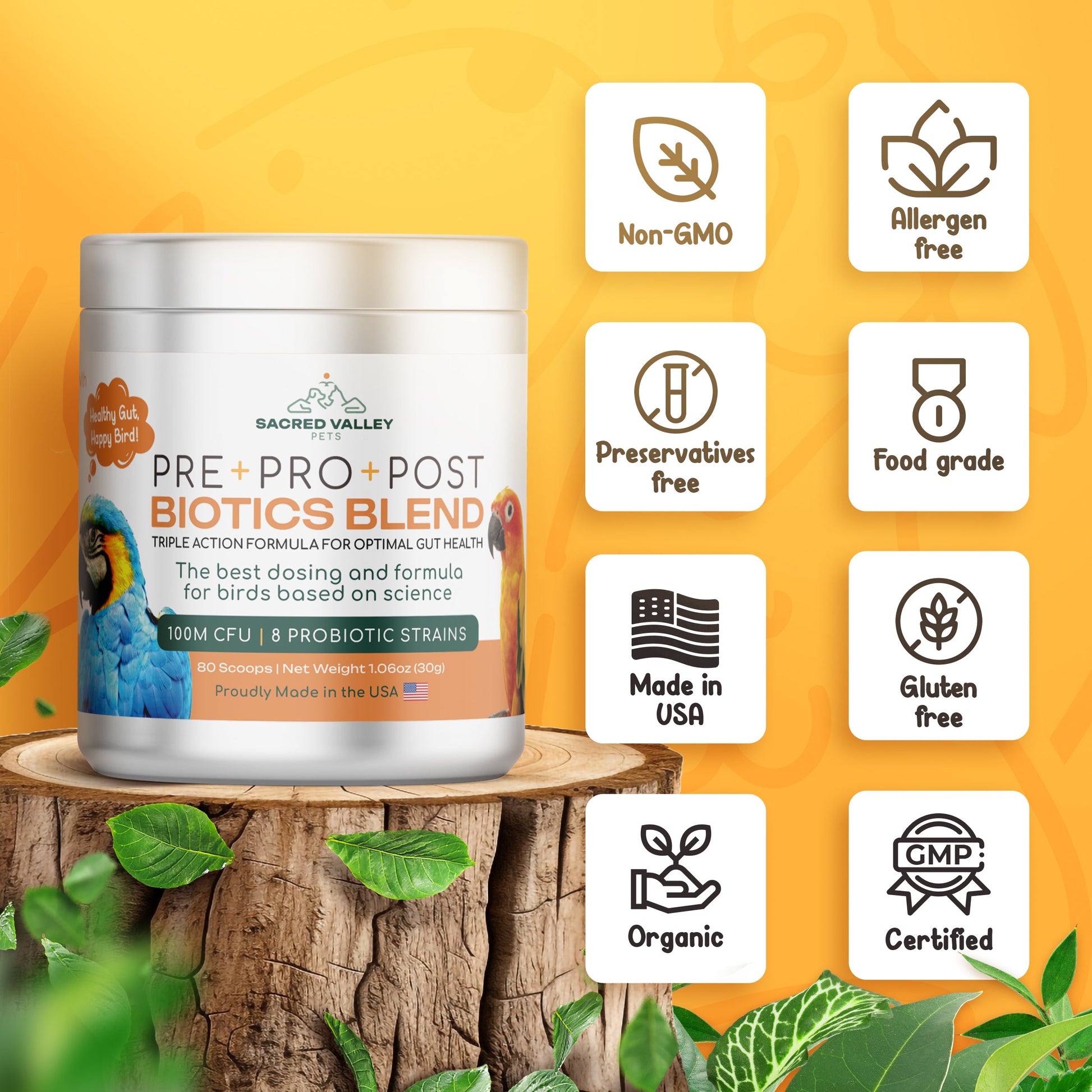 Pre+Pro+Post Biotics Blend for Parrots - 1.06oz - Tampa Home & Garden Store