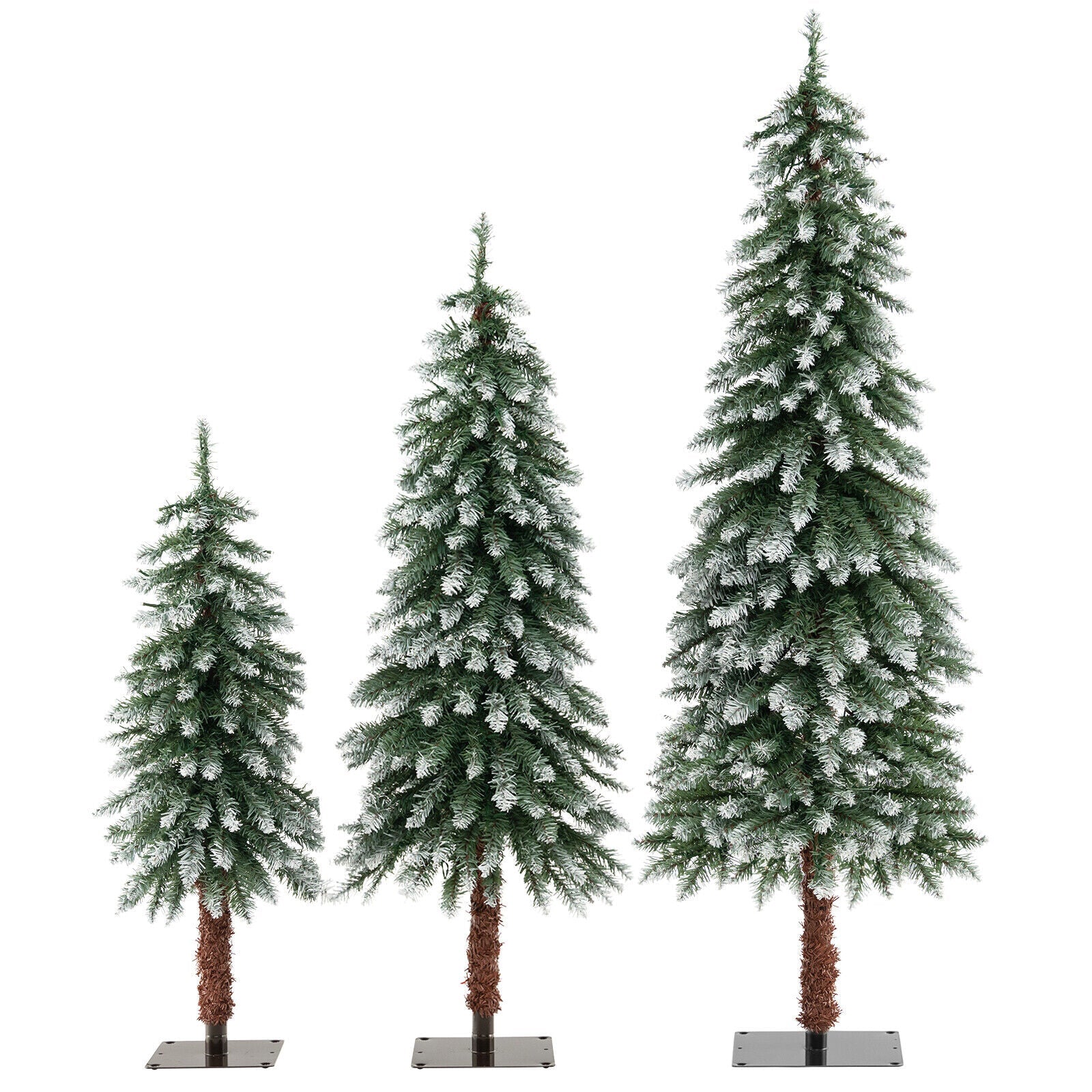Pre-Lit Christmas Tree Set of 3 slim snowy artificial evergreens on Tampa Home & Garden Store