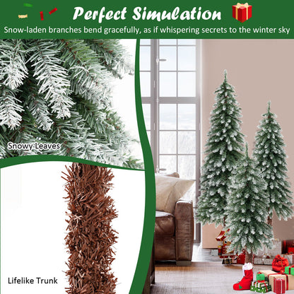 DirectDeals Pre-Lit Christmas Tree Set of 3 slim artificial trees with snowy branches on Tampa Home & Garden Store