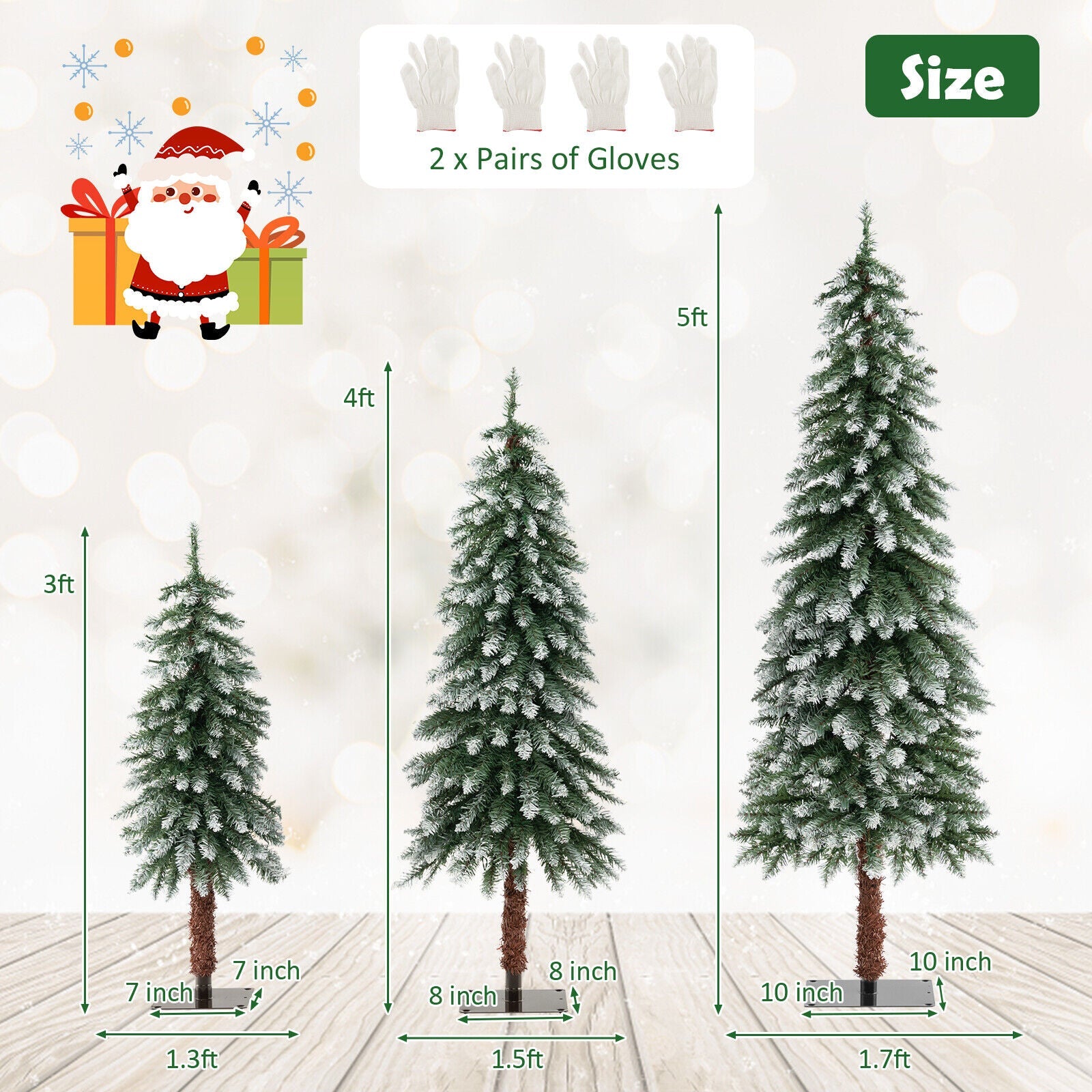 Pre-Lit Christmas Tree set of 3 slim snowy artificial trees with 7–10in bases DirectDeals on Tampa Home & Garden Store