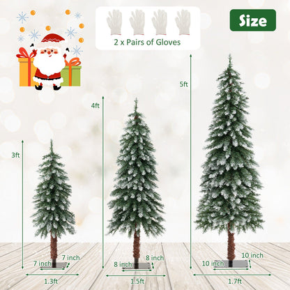Pre-Lit Christmas Tree set of 3 slim snowy artificial trees with 7–10in bases DirectDeals on Tampa Home & Garden Store