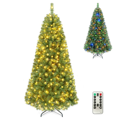 6-8 Ft Pre-Lit Artificial Christmas Tree with Remote