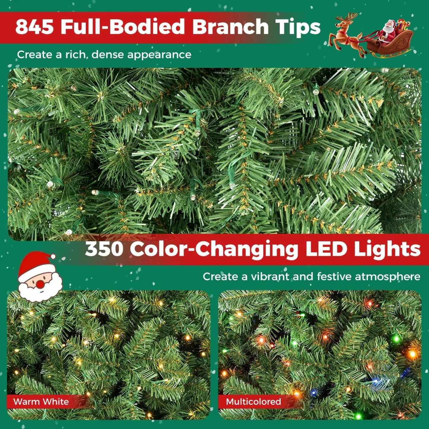 6-8 Ft Pre-Lit Artificial Christmas Tree with Remote