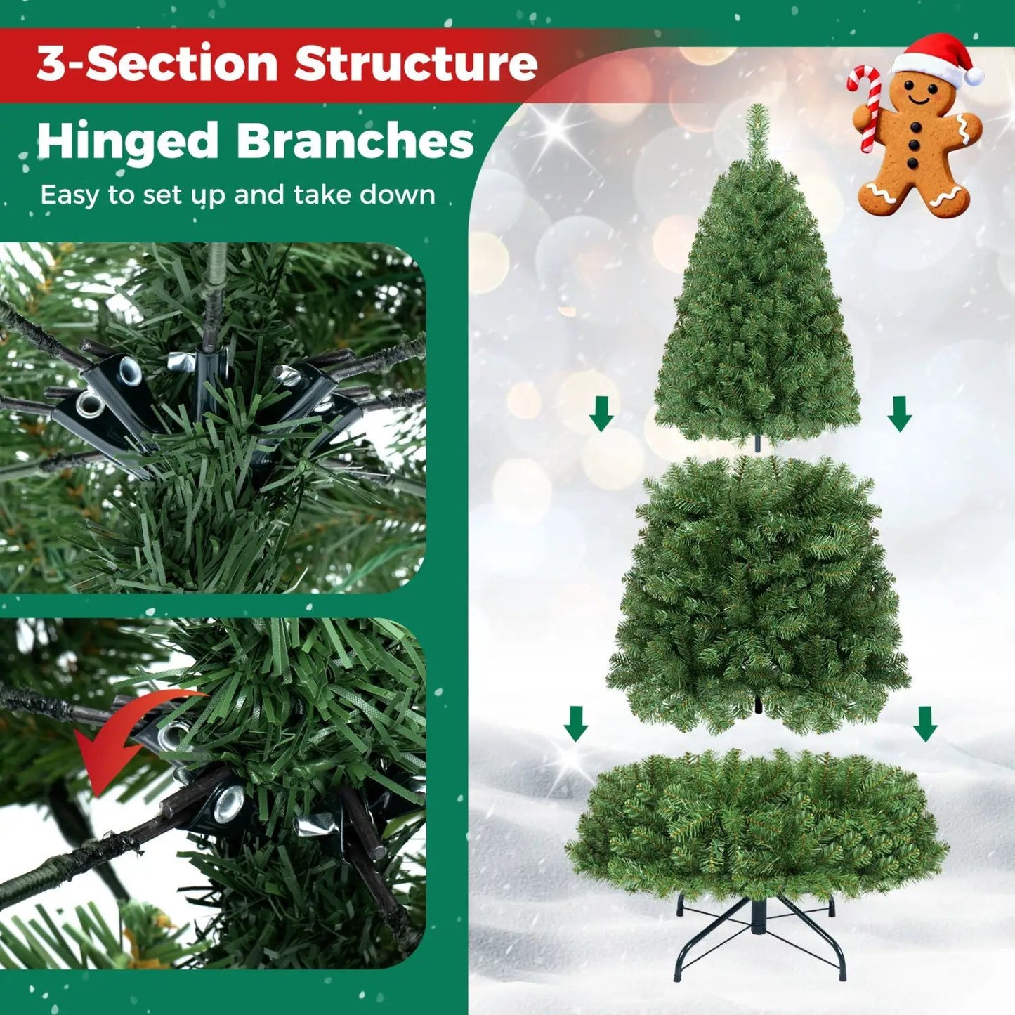 6-8 Ft Pre-Lit Artificial Christmas Tree with Remote