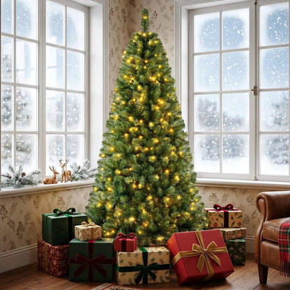 6-8 Ft Pre-Lit Artificial Christmas Tree with Remote